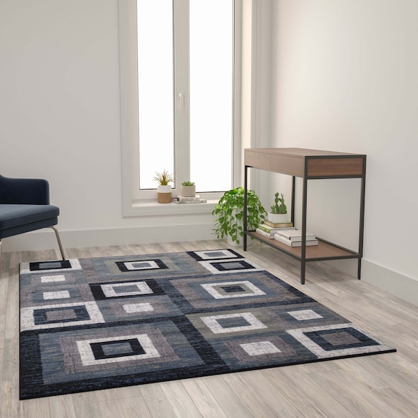 Flash Furniture Blue 5' x 7' Modern Geometric Area Rug OK-HCF-7146ATUR-57-BL-GG - main